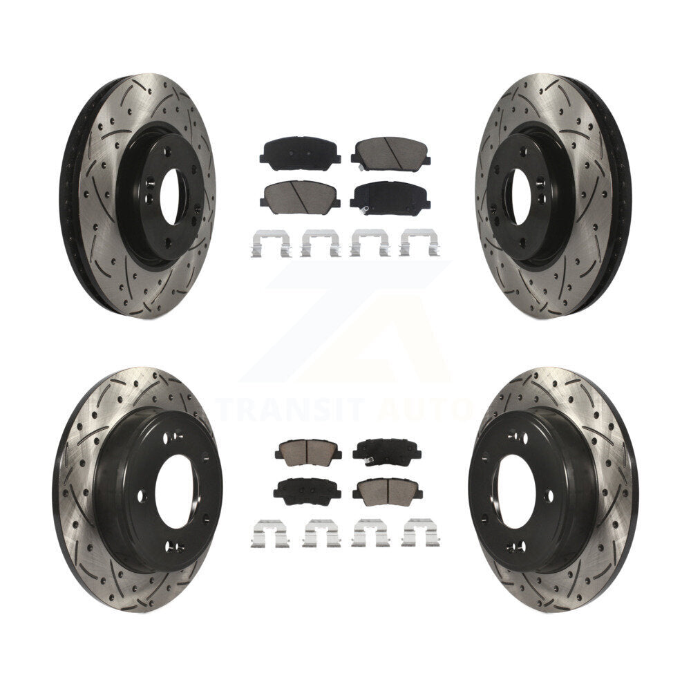 Coat Drill Slot Disc Brake Rotor Ceramic Pad Front Rear Kit For Hyundai Veloster