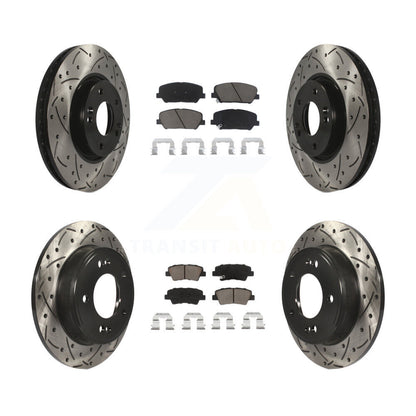 Coat Drill Slot Disc Brake Rotor Ceramic Pad Front Rear Kit For Hyundai Veloster