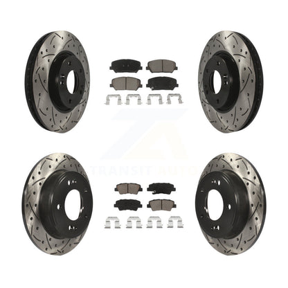 Drill Slot Disc Brake Rotor Ceramic Pad Front Rear Kit For Kia Forte Forte5 Koup