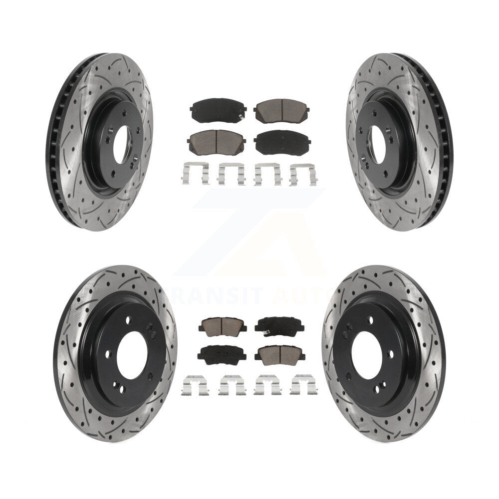 Drill Slot Brake Rotor Ceramic Pad Front Rear Kit For Hyundai Sonata Kia Cadenza