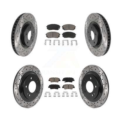 Drill Slot Brake Rotor Ceramic Pad Front Rear Kit For Hyundai Sonata Kia Cadenza