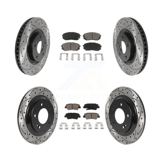 Drill Slot Brake Rotor Ceramic Pad Front Rear Kit For Hyundai Sonata Kia Cadenza