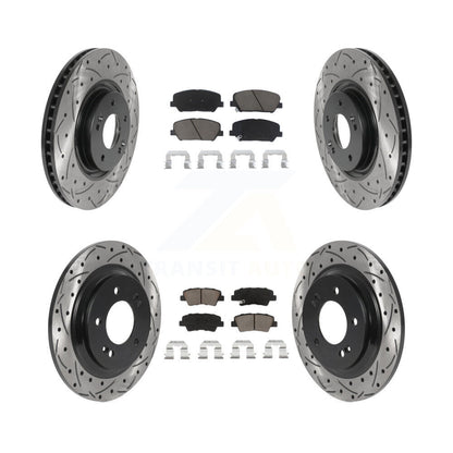 Drill Slot Brake Rotors Ceramic Pad Front Rear Kit For 2013-2015 Kia Optima 2.0L