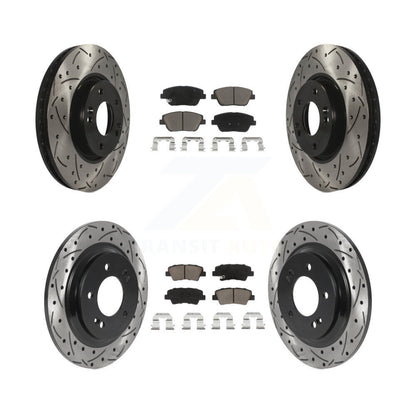 Coated Drilled Slot Disc Brake Rotor & Ceramic Pad Front Rear Kit For Kia Optima