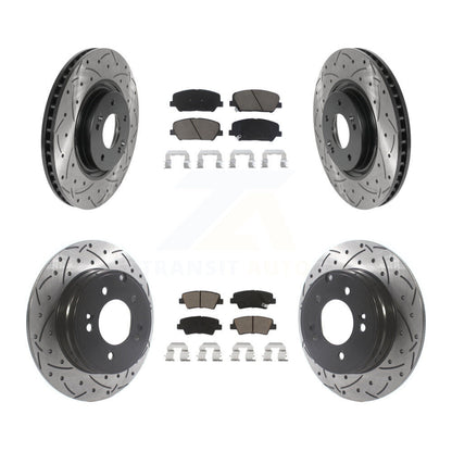 Coat Drill Slot Disc Brake Rotors Ceramic Pad Front Rear Kit For Kia Optima 2.0L