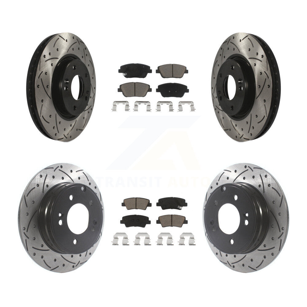 Drill Slot Brake Rotors Ceramic Pad Front Rear Kit For Hyundai Sonata Kia Optima