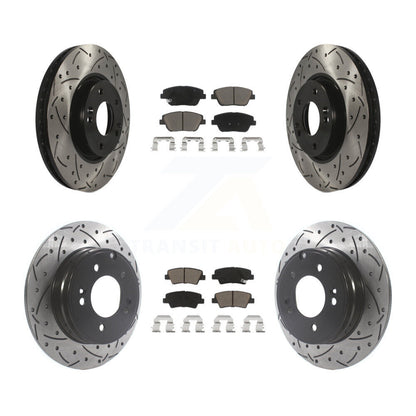Drill Slot Brake Rotors Ceramic Pad Front Rear Kit For Hyundai Sonata Kia Optima
