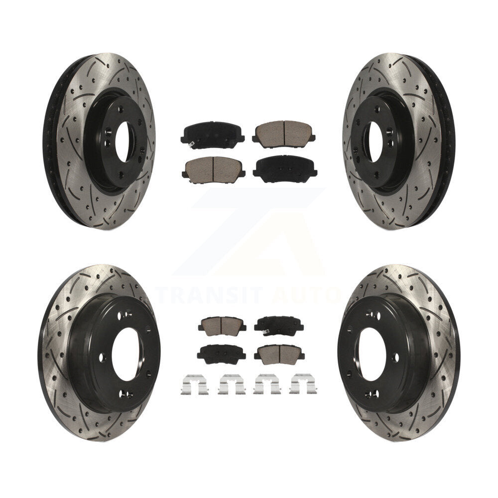 Coated Drill Slot Disc Brake Rotor Ceramic Pad Front Rear Kit For Kia Forte Koup