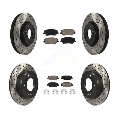 Coated Drill Slot Disc Brake Rotor Ceramic Pad Front Rear Kit For Kia Forte Koup