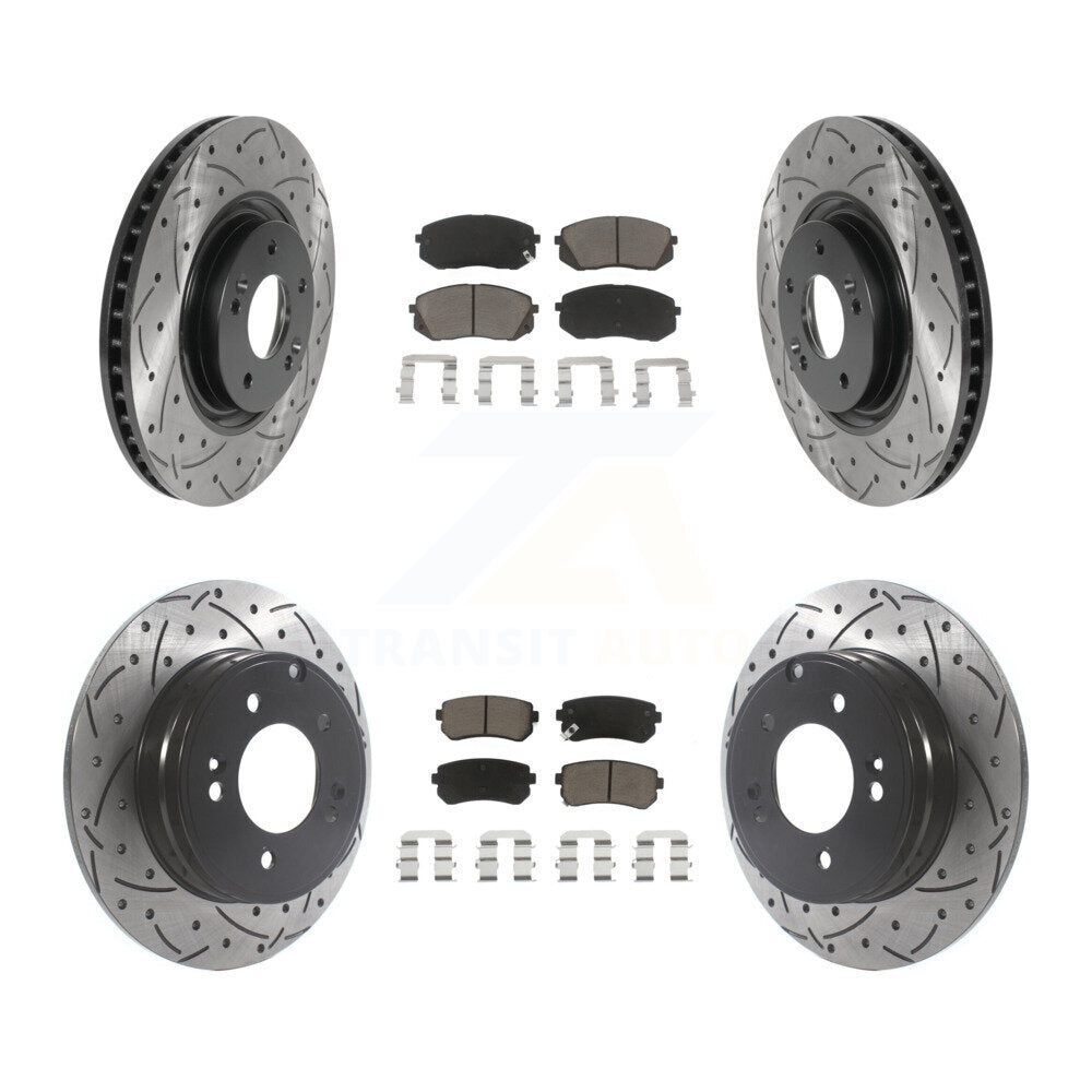 Drill Slot Brake Rotor Ceramic Pad Front Rear Kit For Hyundai Tucson Kia Cadenza