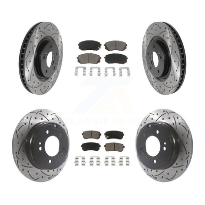 Drill Slot Brake Rotor Ceramic Pad Front Rear Kit For Hyundai Tucson Kia Cadenza