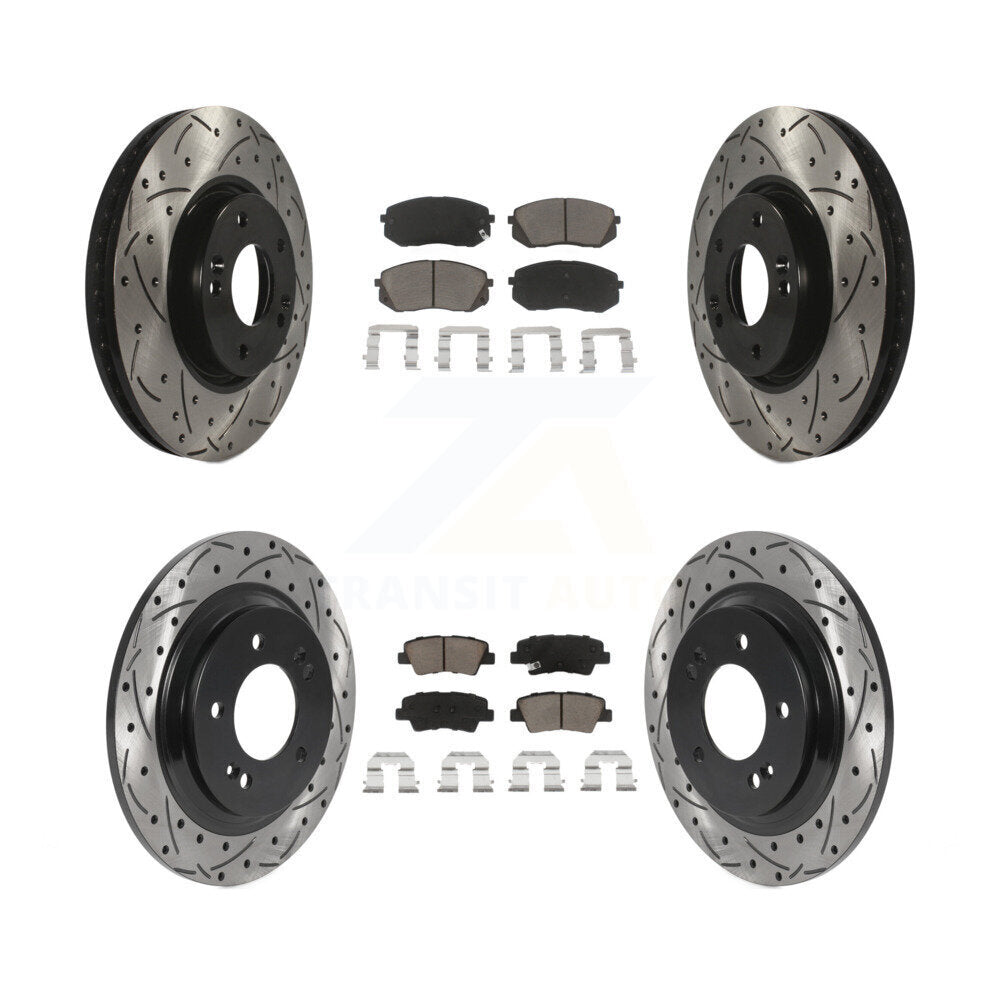 Coated Drilled Slot Disc Brake Rotors Ceramic Pad Front Rear Kit For Kia Soul EV