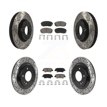 Coated Drilled Slot Disc Brake Rotors Ceramic Pad Front Rear Kit For Kia Soul EV