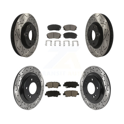 Coated Drilled Slot Disc Brake Rotors Ceramic Pad Front Rear Kit For Kia Soul EV