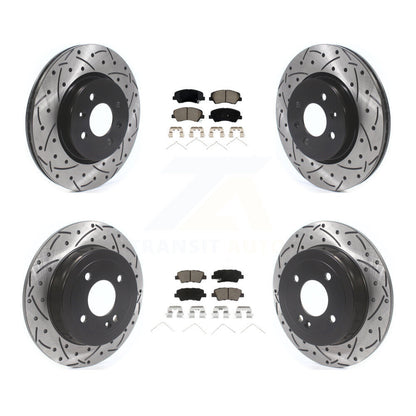 Drilled Slot Brake Rotor & Ceramic Pad Front Rear Kit For Kia Rio Hyundai Accent