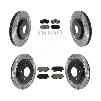 Coated Drilled Slot Disc Brake Rotor & Ceramic Pad Front Rear Kit For Kia Optima