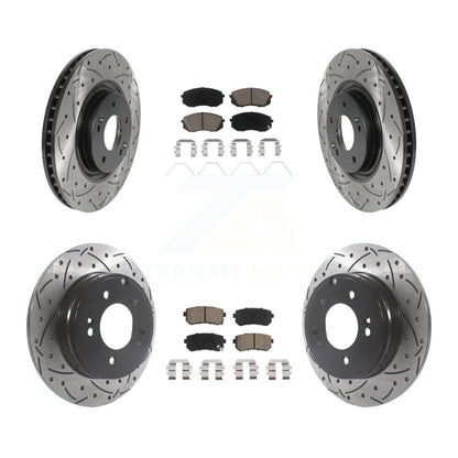Coated Drilled Slot Disc Brake Rotor & Ceramic Pad Front Rear Kit For Kia Optima