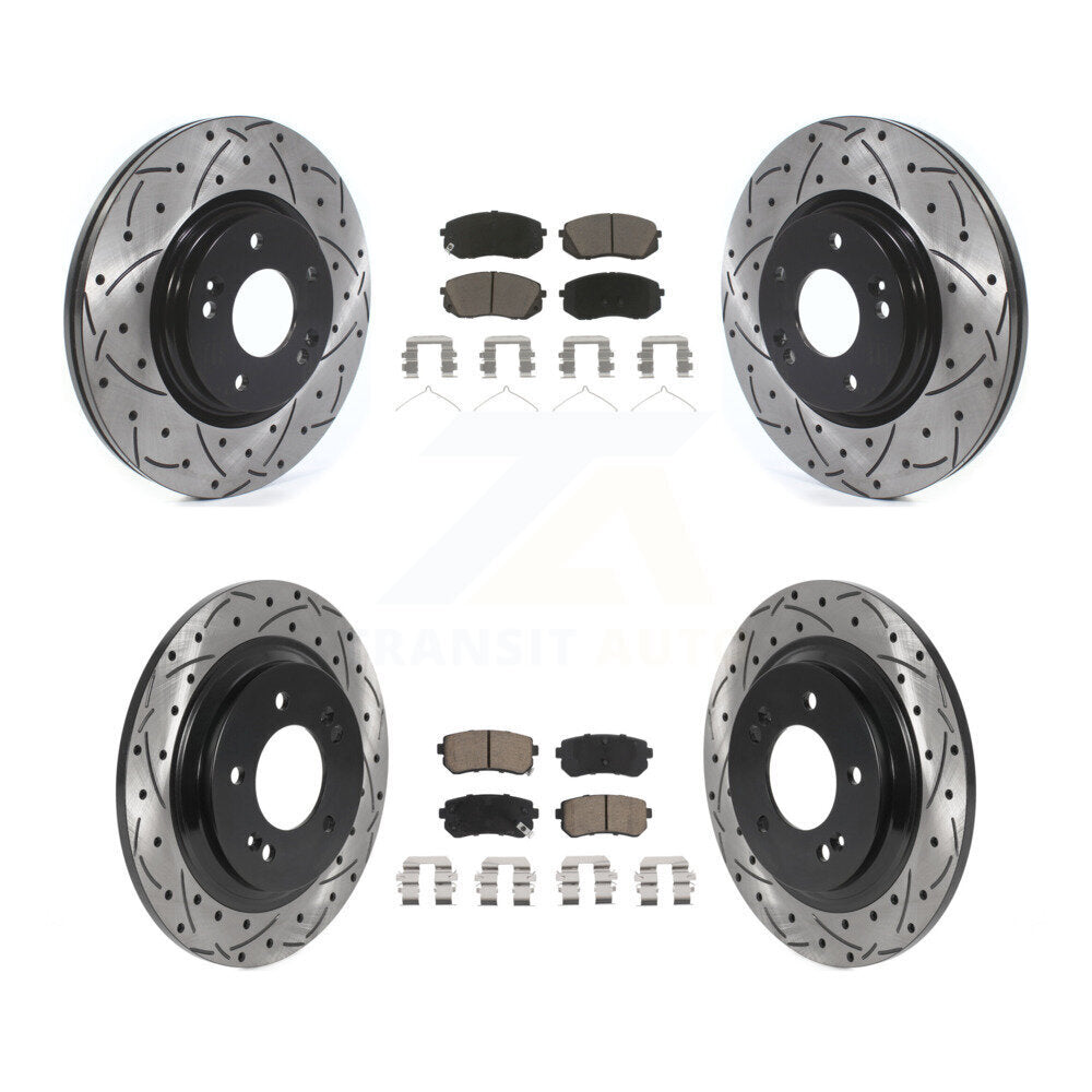 Drilled Slot Brake Rotor Ceramic Pad Front Rear Kit For Kia Optima LX/EX/LX 1.6T