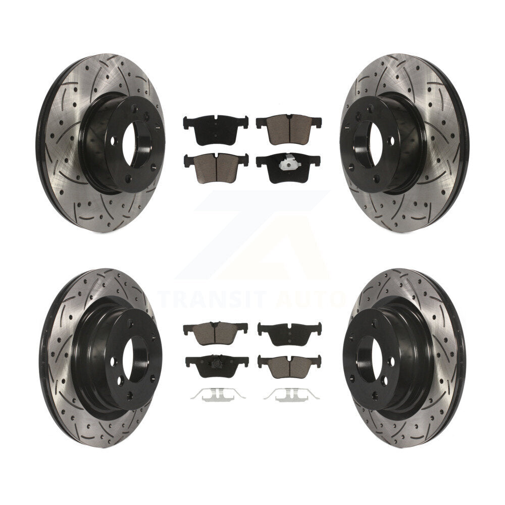 Coated Drill Slot Disc Brake Rotors Ceramic Pad Front Rear Kit For BMW 320i 328d