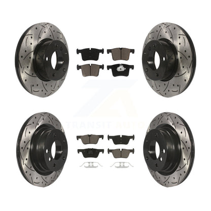 Coated Drill Slot Disc Brake Rotors Ceramic Pad Front Rear Kit For BMW 320i 328d