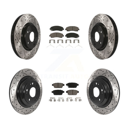 Drilled Slot Disc Brake Rotors Ceramic Pad Front Rear Kit For 2009-2014 Acura TL