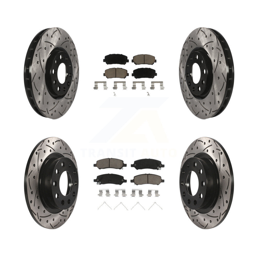 Drill Slot Disc Brake Rotors Ceramic Pad Front Rear Kit For 2013-2016 Dodge Dart