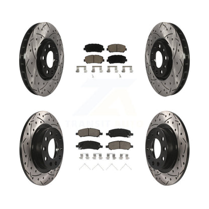 Drill Slot Disc Brake Rotors Ceramic Pad Front Rear Kit For 2013-2016 Dodge Dart
