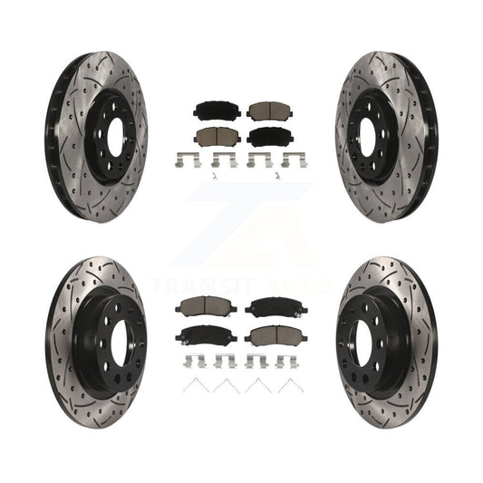 Drill Slot Disc Brake Rotors Ceramic Pad Front Rear Kit For 2013-2016 Dodge Dart