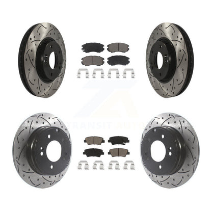 Drilled Slot Disc Brake Rotor Ceramic Pad Front Rear Kit For Hyundai Sonata 3.3L