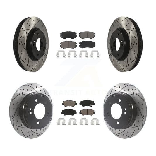 Drilled Slot Disc Brake Rotor Ceramic Pad Front Rear Kit For Hyundai Sonata 3.3L