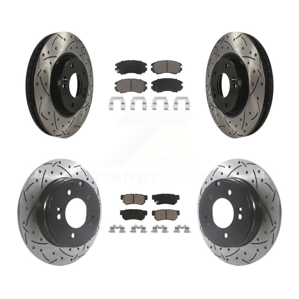 Drilled Slot Disc Brake Rotor Ceramic Pad Front Rear Kit For Hyundai Sonata 3.3L
