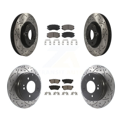 Drilled Slot Disc Brake Rotor Ceramic Pad Front Rear Kit For Hyundai Sonata 3.3L