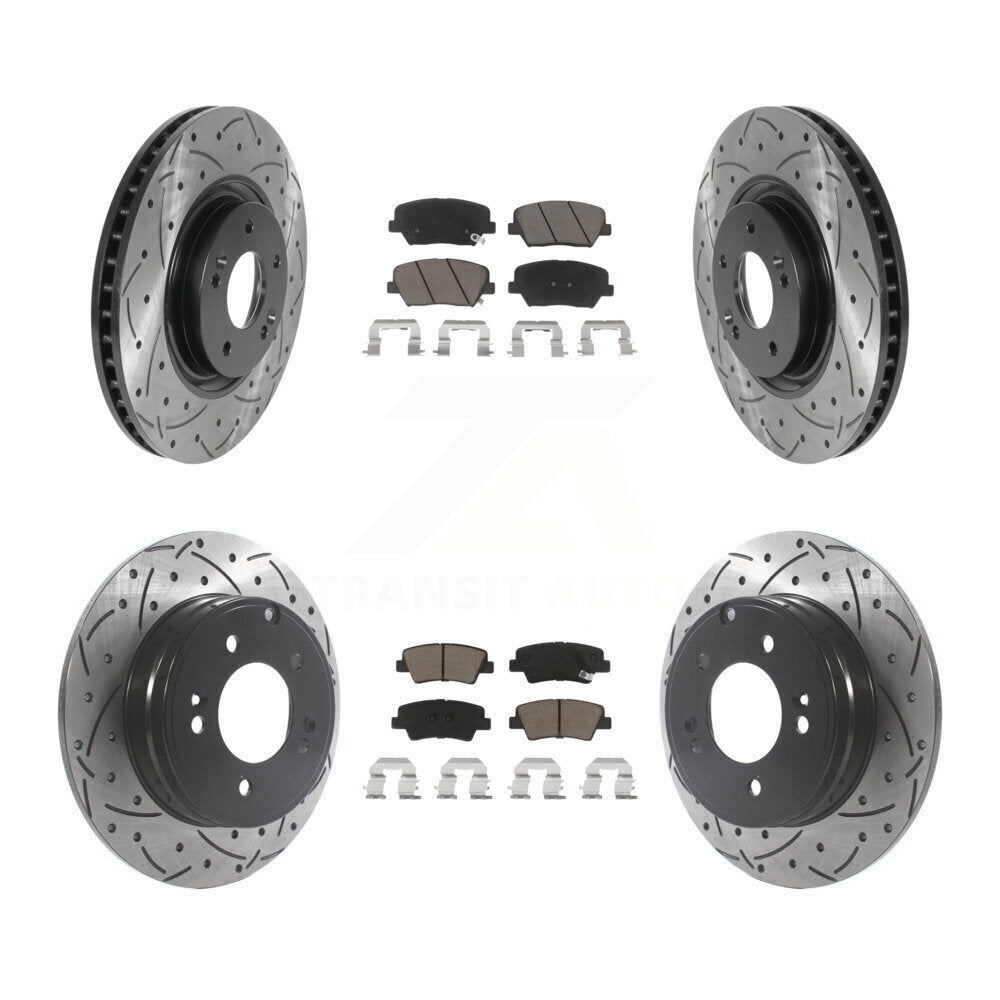 Coated Drill Slot Disc Brake Rotors Ceramic Pad Front Rear Kit For Hyundai Azera