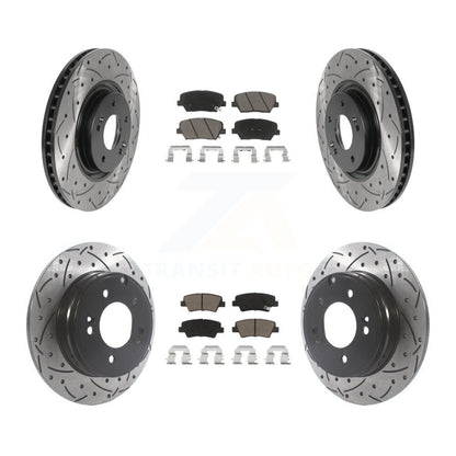 Coated Drill Slot Disc Brake Rotors Ceramic Pad Front Rear Kit For Hyundai Azera