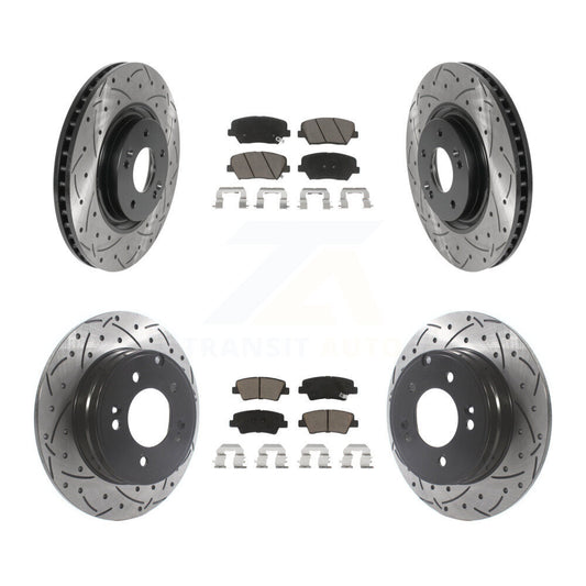 Coated Drill Slot Disc Brake Rotors Ceramic Pad Front Rear Kit For Hyundai Azera