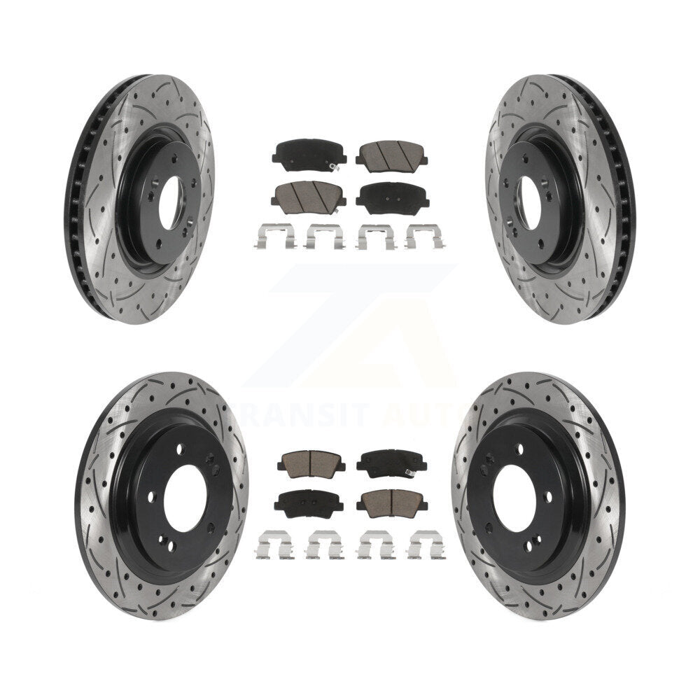 Drill Slot Disc Brake Rotor Ceramic Pad Front Rear Kit For Hyundai Azera Limited
