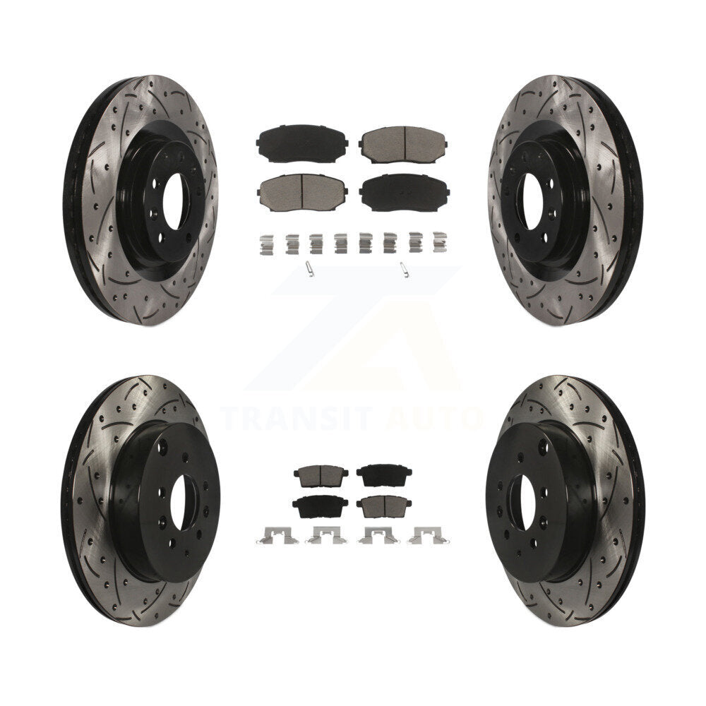 Drill Slot Disc Brake Rotors Ceramic Pad Front Rear Kit For 2007-2015 Mazda CX-9