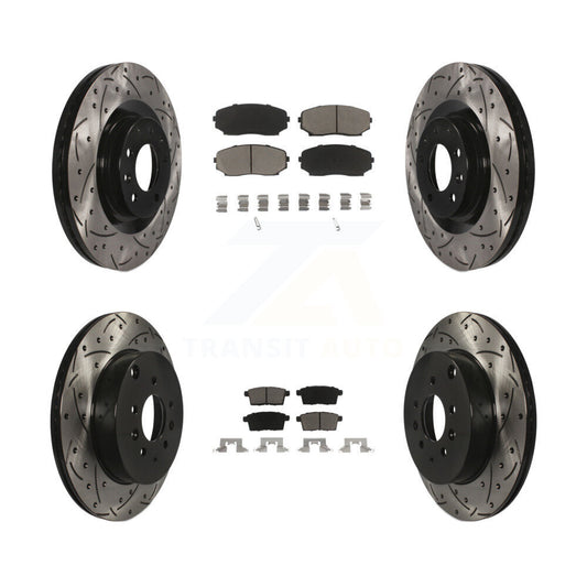 Drill Slot Disc Brake Rotors Ceramic Pad Front Rear Kit For 2007-2015 Mazda CX-9