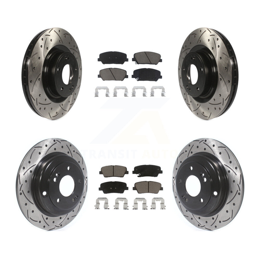 Drill Slot Disc Brake Rotor Ceramic Pad Front Rear Kit For Hyundai Genesis Coupe