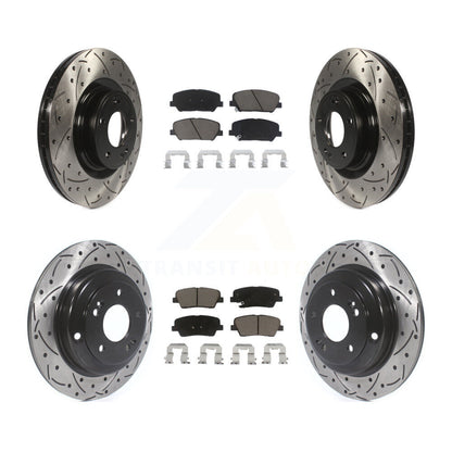 Drill Slot Disc Brake Rotor Ceramic Pad Front Rear Kit For Hyundai Genesis Coupe