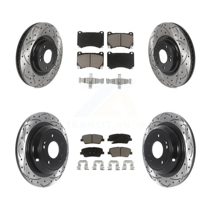 Drill Slot Disc Brake Rotors Ceramic Pad Front Rear Kit For Hyundai Genesis 4.6L
