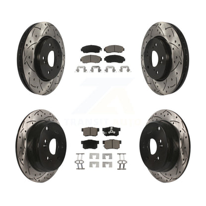 Drill Slot Disc Brake Rotors Ceramic Pad Front Rear Kit For Honda CR-V Acura RDX