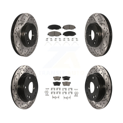 Drill Slot Brake Rotors Ceramic Pad Front Rear Kit For 14-15 Honda Civic Touring