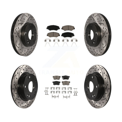 Drill Slot Disc Brake Rotor Ceramic Pad Front Rear Kit For Honda Civic Acura ILX