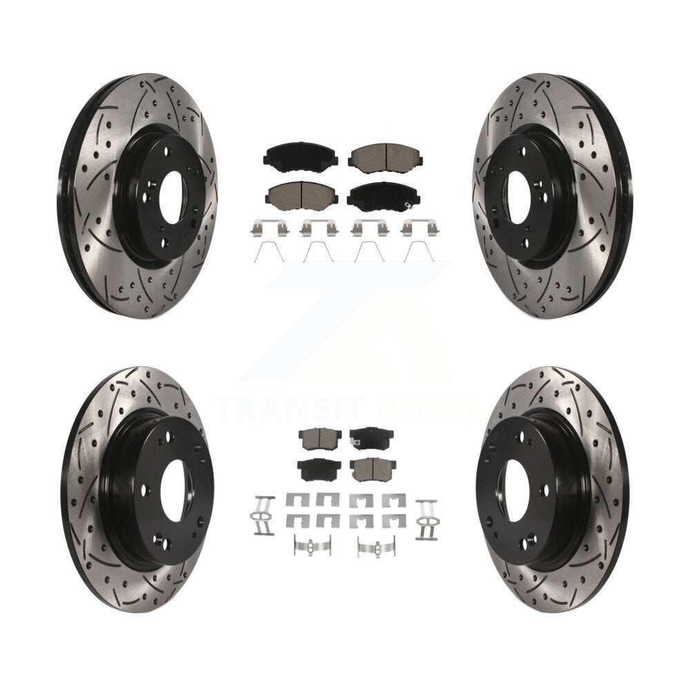 Drill Slot Disc Brake Rotor Ceramic Pad Front Rear Kit For Honda Civic Acura ILX