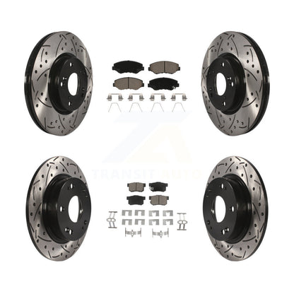Drill Slot Disc Brake Rotor Ceramic Pad Front Rear Kit For Honda Civic Acura ILX