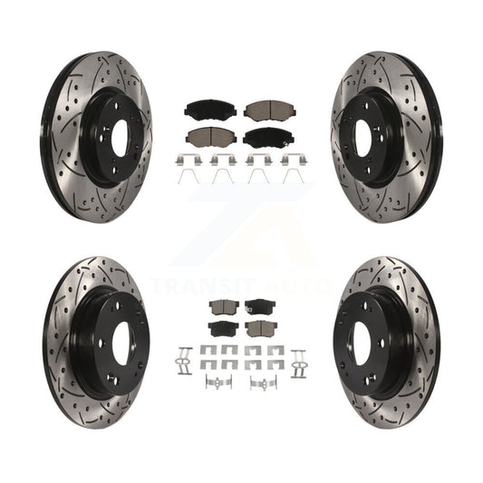 Drill Slot Disc Brake Rotor Ceramic Pad Front Rear Kit For Honda Civic Acura ILX