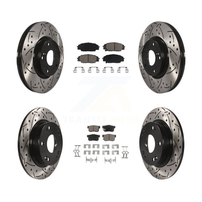 Drill Slot Disc Brake Rotor Ceramic Pad Front Rear Kit For Honda Civic Acura CSX