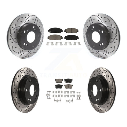 Coated Drilled Slot Disc Brake Rotors Ceramic Pad Front Rear Kit For Honda Civic