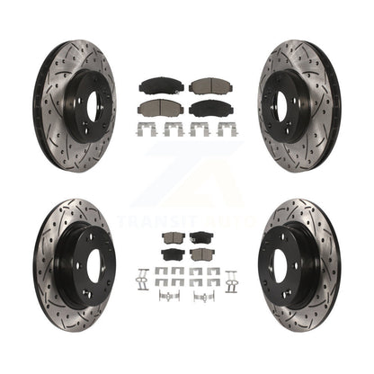 Coated Drilled Slotted Disc Brake Rotor Ceramic Pad Front Rear Kit For Acura CSX